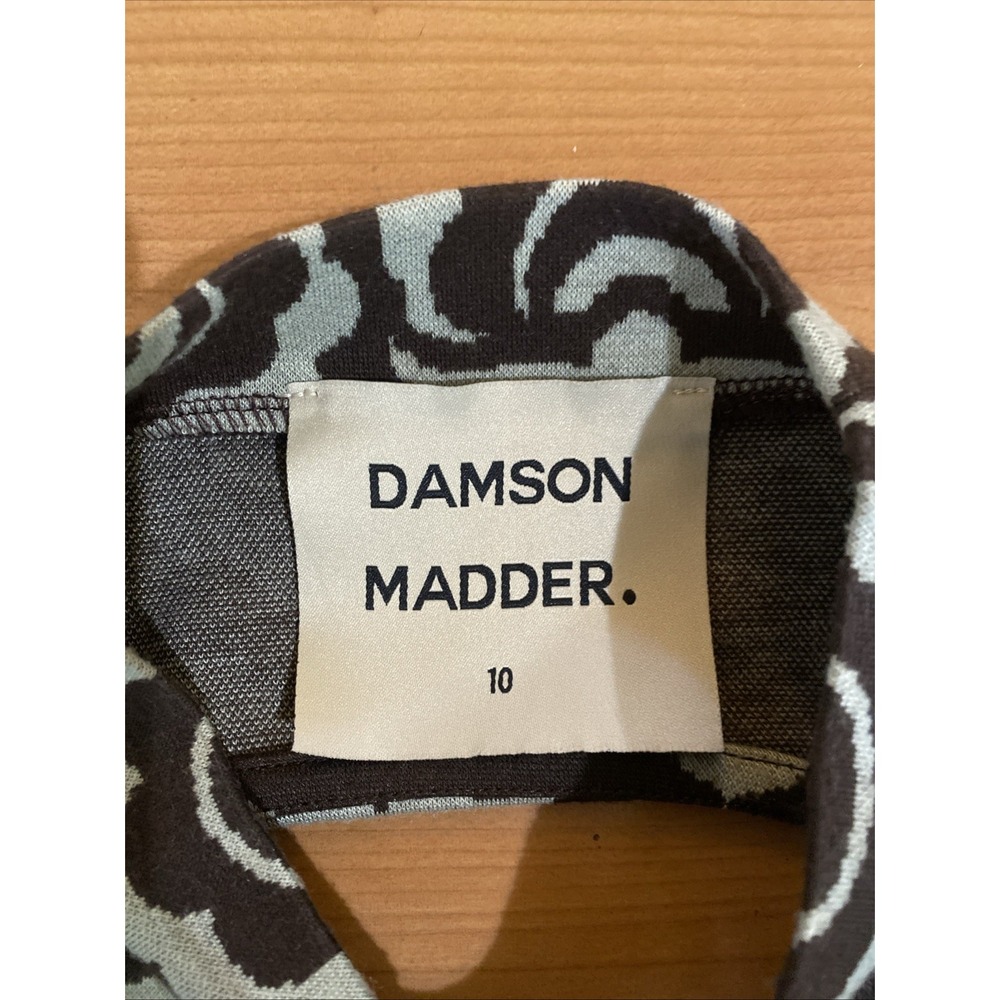 Damson Madder Denim Open Back Mock Neck Lace Up Top Brown Crop Size 10 - Picture 7 of 12